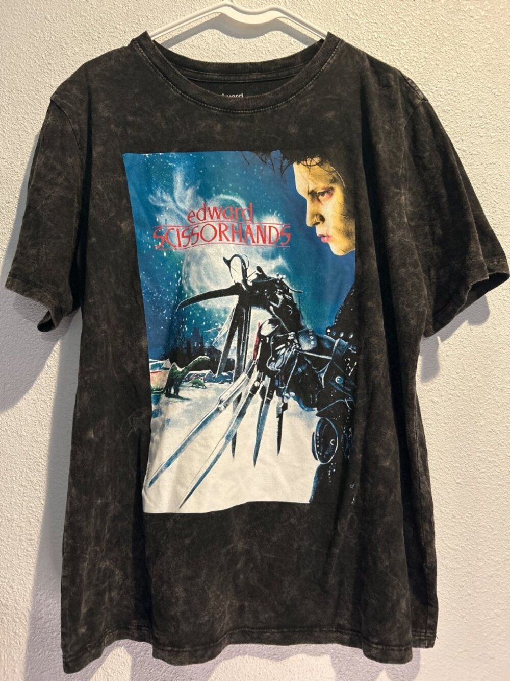 Edward Scissorhands Movie T-Shirt Large Dye Not Complete Printed